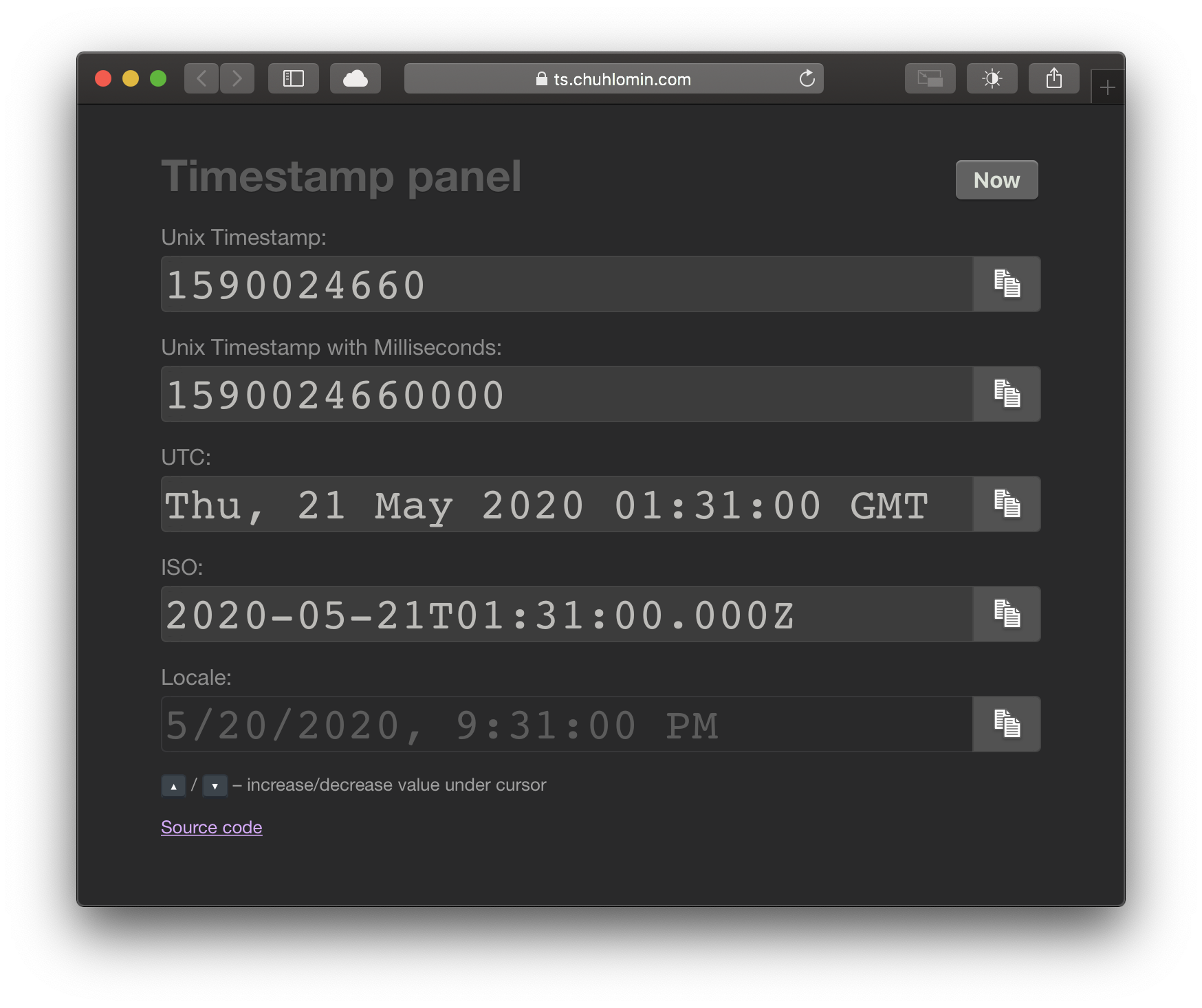 Timestamp Panel screenshot